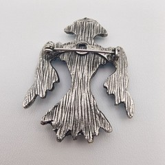 Vintage Thunderbird Brooch Silver Tone Faux Turquoise Southwestern Zuni Style