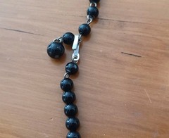 Vintage Necklace Beaded Black Tie