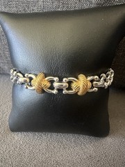 Vintage Monet Bracelet Silver And Gold Tone Signed 7”