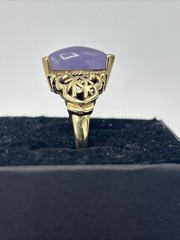 Vtg IWI 10K Yellow Gold Marquise Cut Lavender Jade Ring size 8.5