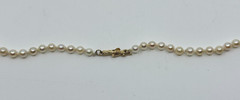 14K Yellow Gold Graduated Japan Saltwater Akoya Cultured Pearl Vtg Necklace 20″