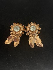 VTG EARRING LOT CLIP PIERCED Lucite Glass Rhinestones 1Pair Sterling Back SEE#15