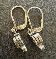 Vintage Sterling Silver Red/Pink Heart Dangle Earrings