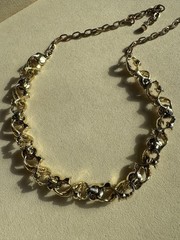 unsigned vintage necklace clear ab crystal gold tone 14-19 in
