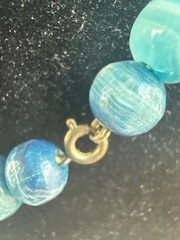 Vintage Blue Kyanite Beaded Necklace With Gold-Tone Spring Clasp