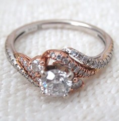 14k Gold Diamond Crossover Engagement￼ Ring Solitaire LLJ Modern Heirloom 585