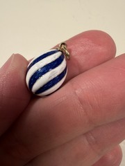 Russian 14k Gold & Silver Blue & White Enamel Cloisonne’ Egg Charm Pendant