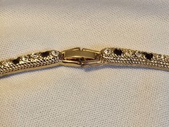 Vintage Articulated Double Green Eyed Leopard Panther Rhinestone Collar Necklace