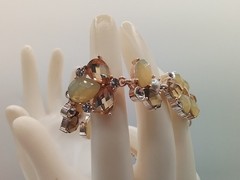 MILKY YELLOW FACETED HONEY-HUED MORPHO BUTTERFLY INSECT MOTIF TENNIS BRACELET