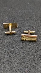 Vintage Speidel Gold Tone Rectangular Cufflinks With Rhinstone Clear