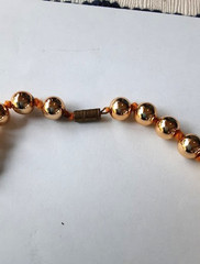 Vtg 1950s 1960s Gold Mercury Glass Bead Necklace Hand Knotted San Francisco Box