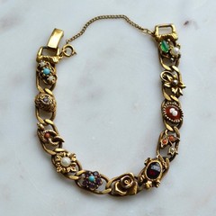 Vintage Signed Goldette N.Y. Victorian Revival Slide Bracelet