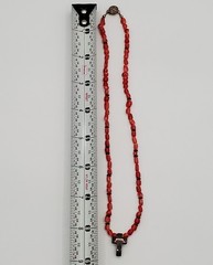 VTG 925 Red Coral Bead 17in Necklace Sterling Silver 15gtw Puffed Open Cross