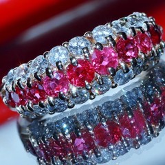 14k yellow gold 1.50ct natural diamond size 6.75 ring ruby band heated 4.95gr