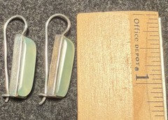 Silver Tone Aqua Glass Hook Clap Drop Dangle Earrings