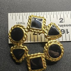 Vintage Anne Klein Shape Wreath Brooch Black Enamel Triangle Circle Square