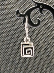 Vtg Sterling Silver Greek Key Maze Spiral Square Shape Hook Dangle 925 Earrings