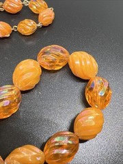 Vintage Orange Plastic Lucite Beaded 16” Necklace 6076