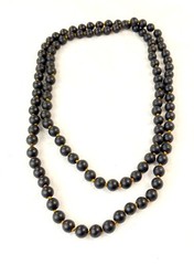 Vintage 36 In. Hand Knotted Matte Black Onyx Necklace – GOLD Threading