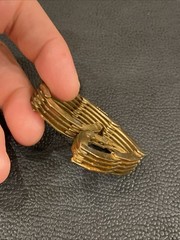 Machine Age Brass Architectural Modernist Geometric Links Panel Bracelet 7-3/8”