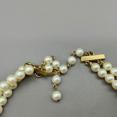 Richelieu Necklace Vintage Faux Pearl Double Strand Rhinestone Heart Choker