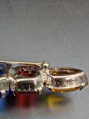 Art Deco Multi Color Blue Red Orange Graduated Glass Brooch/Pin