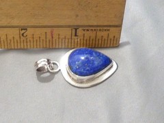 VINTAGE STERLING SILVER BLUE LAPIS LAZULI & SILVER MATRIX 1 5/8″ LAPIS PENDANT