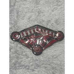 Vintage Red Black Enamel Floral Brooch Pin Art Deco Style Statement 3.5in