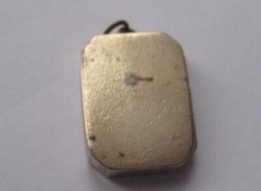 Antique Art Deco Goldtone Rectangle Locket Ivy Leaves & Scrolls Pendant Necklace