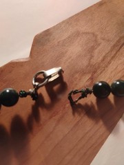 Faux Dark Jade Round Bead Choker Necklace 16″ with Wired Clasp
