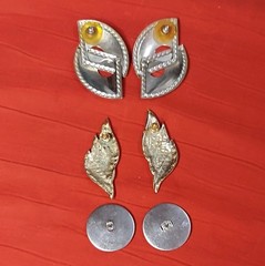 Vintage Earring 4 PAIR Pastel Enamel On Metal Stud Earrings & Butterfly Pendant