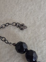 Carolee graduated glass bead jet black crystals knotted design Necklace