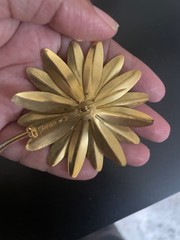 Vintage Mid Century Sandor Flower Pin Brooch with Bee 1950s 1960s 1970s