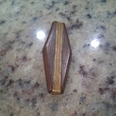 Vintage 70s Or Earlier Organic Modernist Wooden Brooch With Flush Metal Band