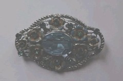 Antique/Art Deco Brooch Silver With Blue Rhinestone WW2 Connection