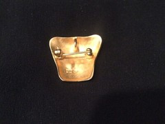 VIntage Gold Tone Cat Pendant/Brooch Signed MMA 1976