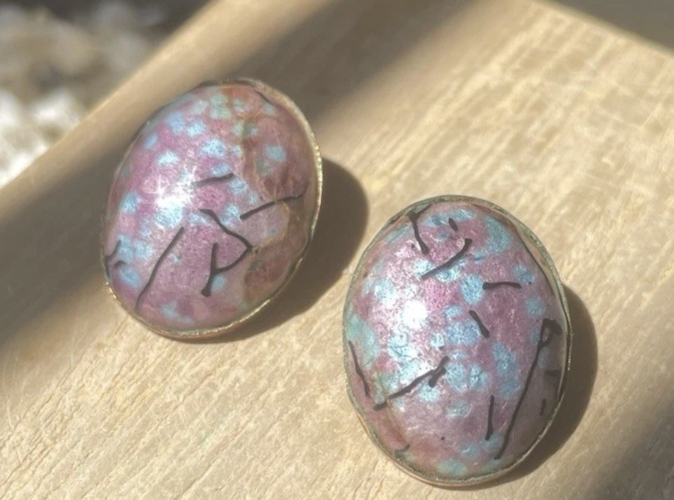 Matisse Renoir Copper Enamel Earrings Clip On Vintage 1950s