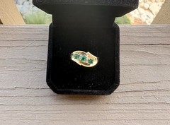 Rare Beautiful Vintage/Antique 10K Solid Yellow Gold Emerald Diamond Size 9-Read