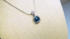 Scott Kay Sterling Blue Topaz SK Pendant 925 Silver Chain Necklace