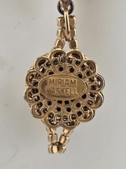 Vintage 1950’s Miriam Haskell Glass Pearl Necklace/ Chocker Rhinestone Pendant