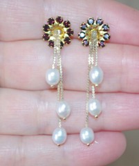 Vintage Gorgeous 10MM Garnet Seed Flower Jackets For Earrings Use W Any Studs