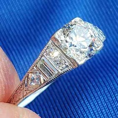 Original EARTH MINED DIAMOND ART Deco Engagement Ring 1 CARAT PLATINUM Solitaire