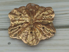 Vintage Gold Tone Flower Green Rhinestone Brooch Pin Pendant