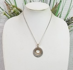 Vintage Signed Brighton Retired Silver Plate & Gold Plate Rapture Rings Necklace