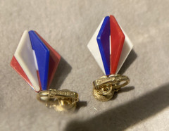 Vtg Crown Trafari 1955-1969 red, white and blue clip on earrings lot-D