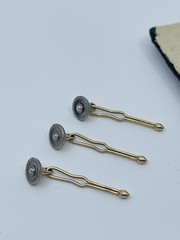 Krementz Larter shirt Bodkin studs Mother of pearl and seed pearl center