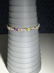 Vintage PAJ BB Gold Tone Tennis Bracelet Assorted Stones Double Safety Clasp 7″