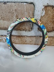 Vintage Polymer Clay Bangle Bracelet Multi-colored Statement Couture 8″