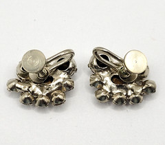 Clear Rhinestone Climber Sparkle Prism Fancy Event Vintage Screwback Earrings