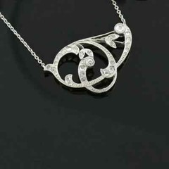 Antique Floral Round Cut Lab Created Diamond Charm Woman Gift 925 Silver Pendant